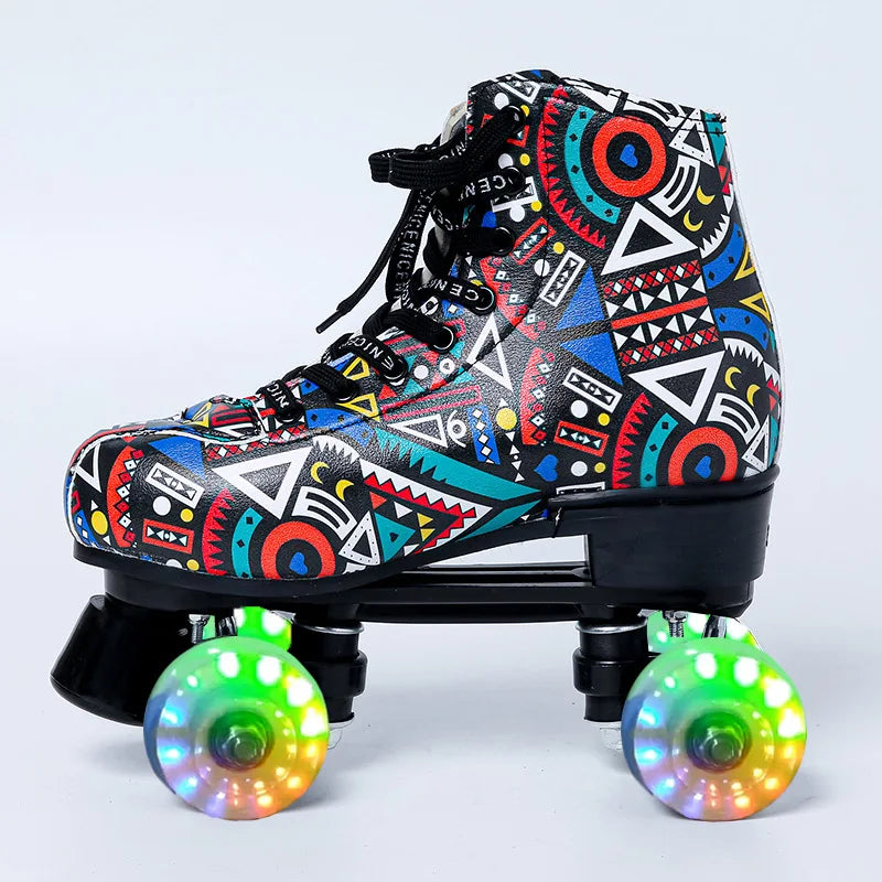 PU Leather Roller Skates, Elegant Red
