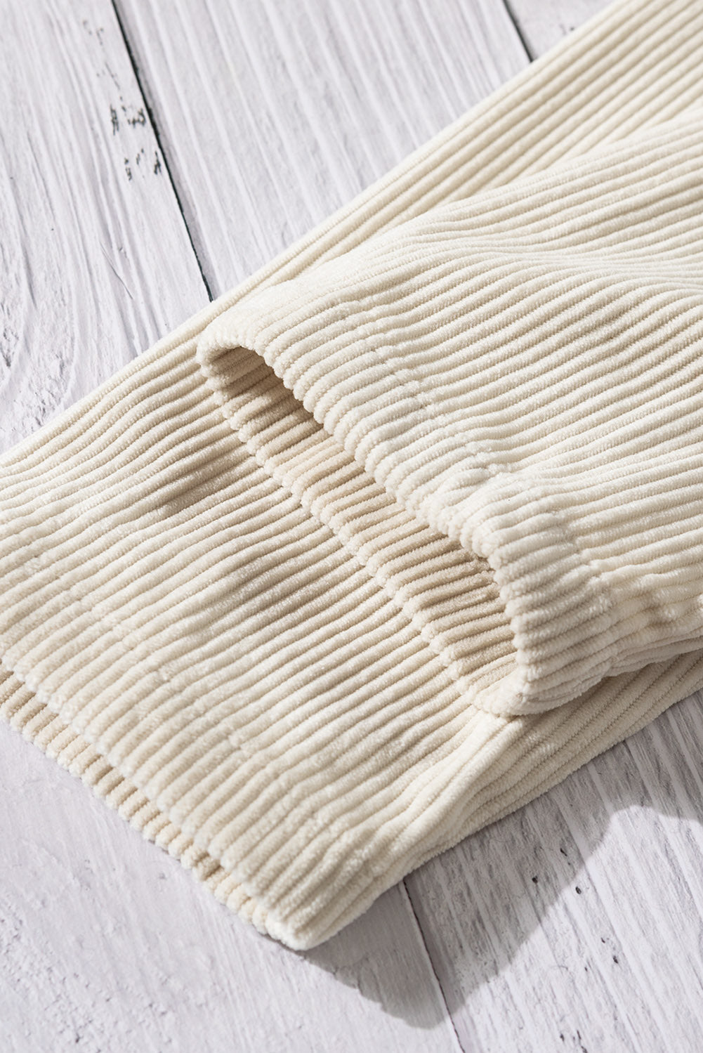 Pocketed Button Ribbed Textured Shacket