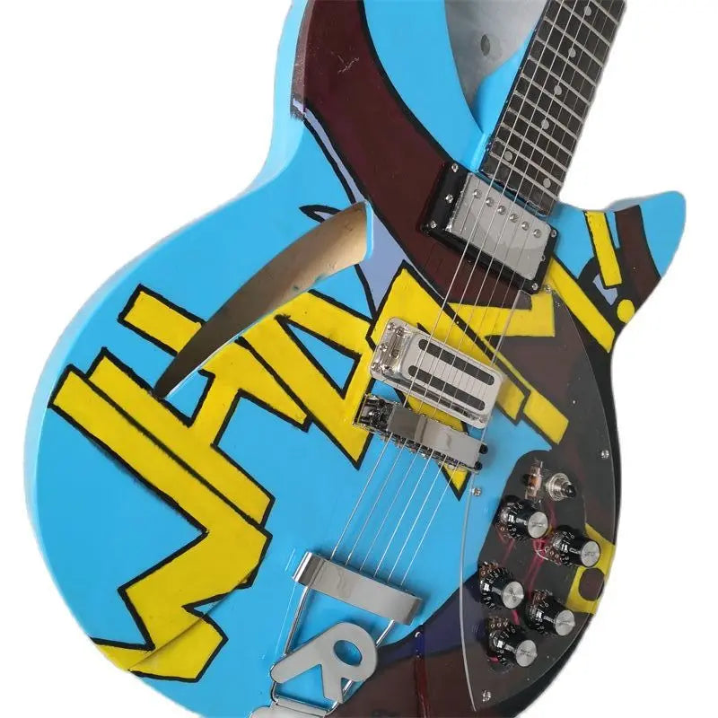360° Painting 6-string Hollow Electric Guitar (22 Frets & Humbucker Pickups)