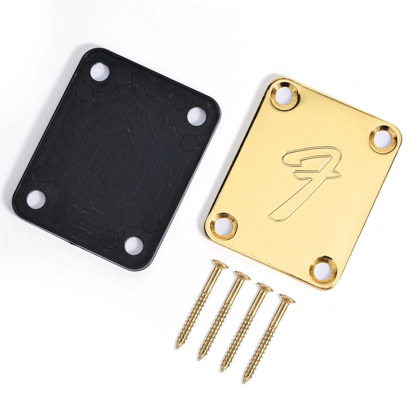 Vintage-Style Electric Guitar Neck Plate With Screws (Fits Most Guitars)