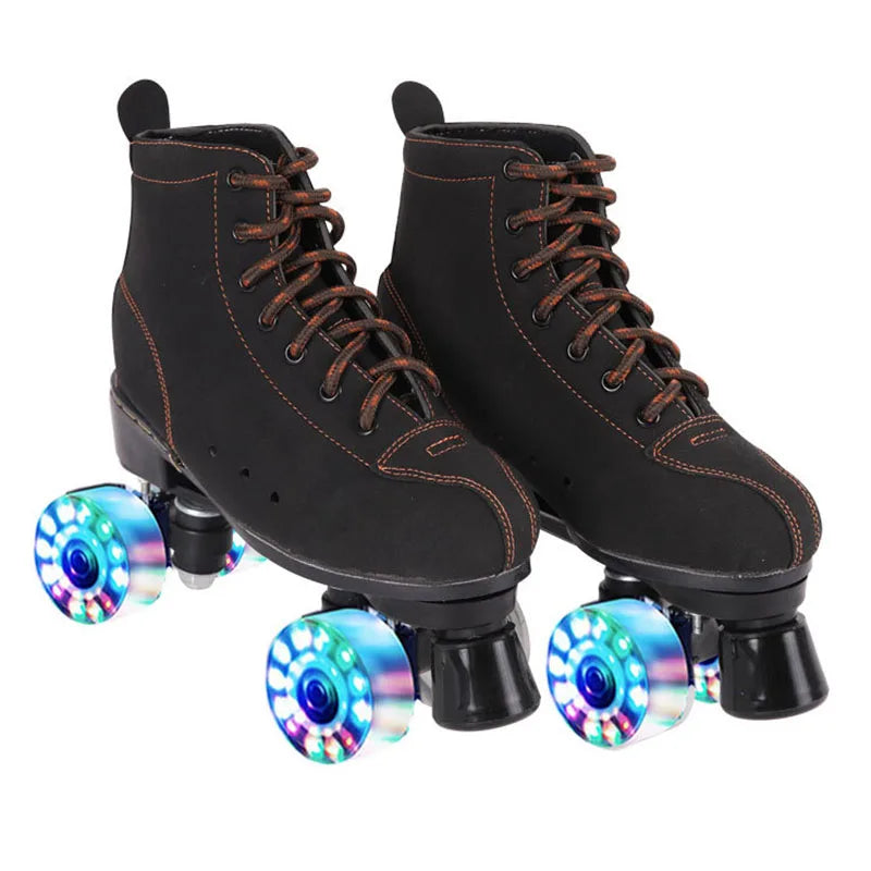 Beginner Quad Skates with Microfiber Leather Shoes