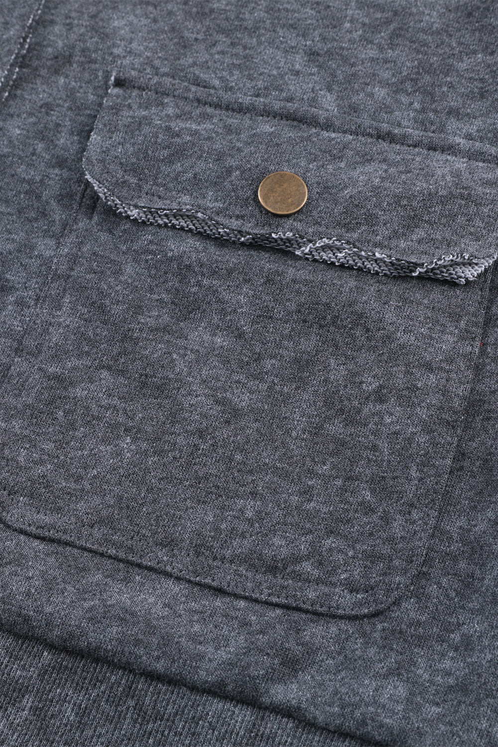 Gray Snap Button Casual Flap Pockets Washed Jacket