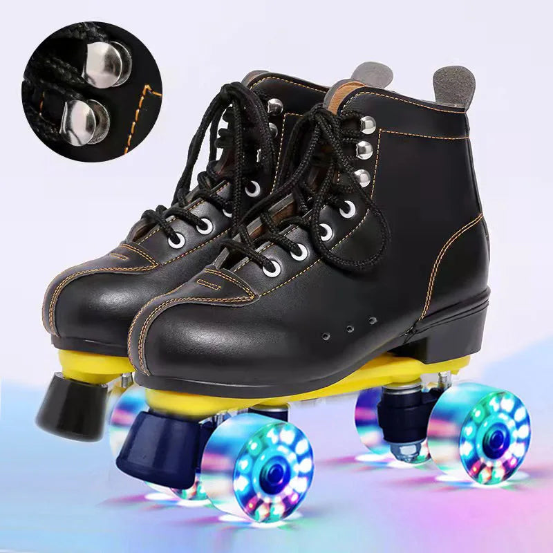Beginner Quad Skates with Microfiber Leather Shoes