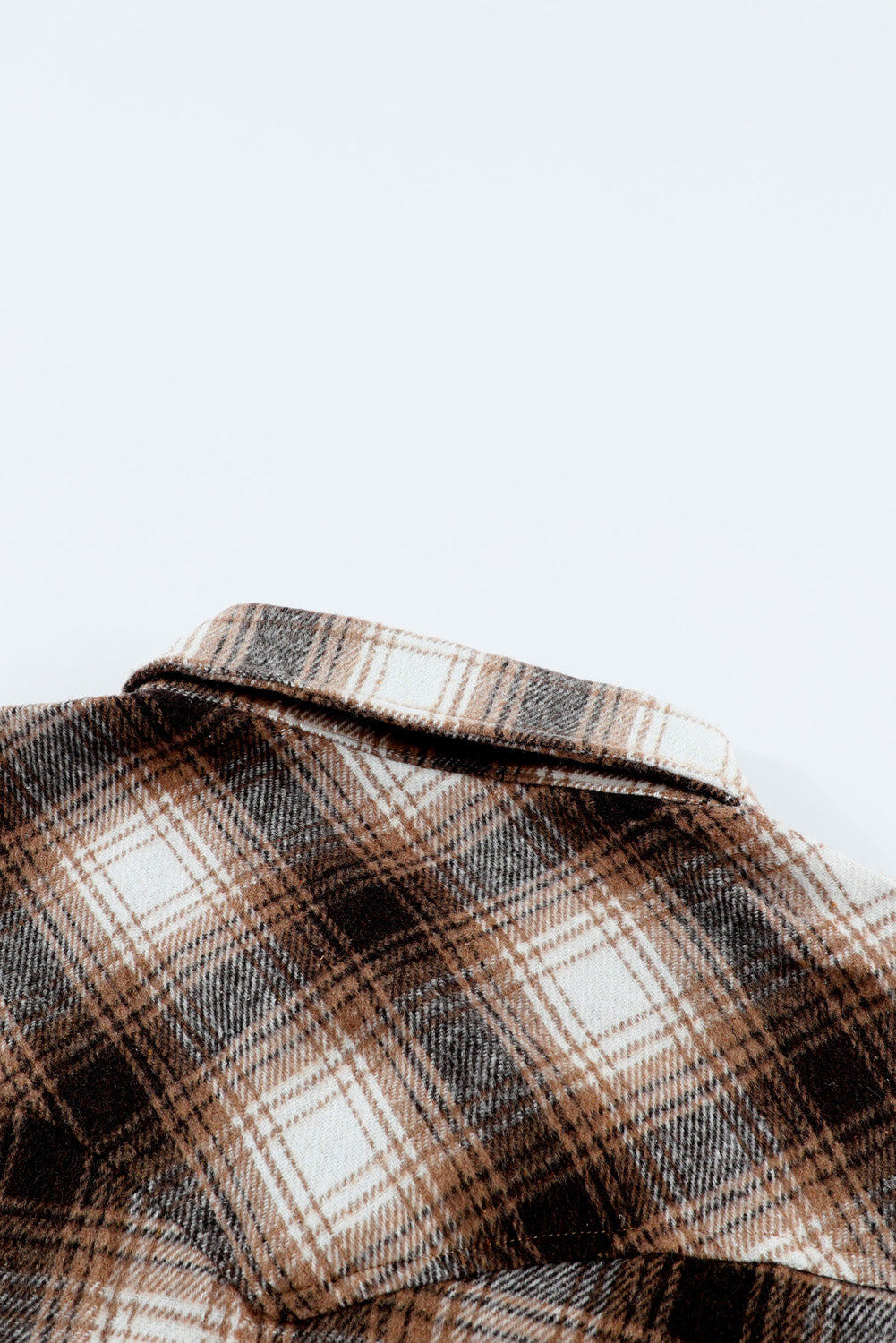 Black Button Up Collared Plaid Shacket