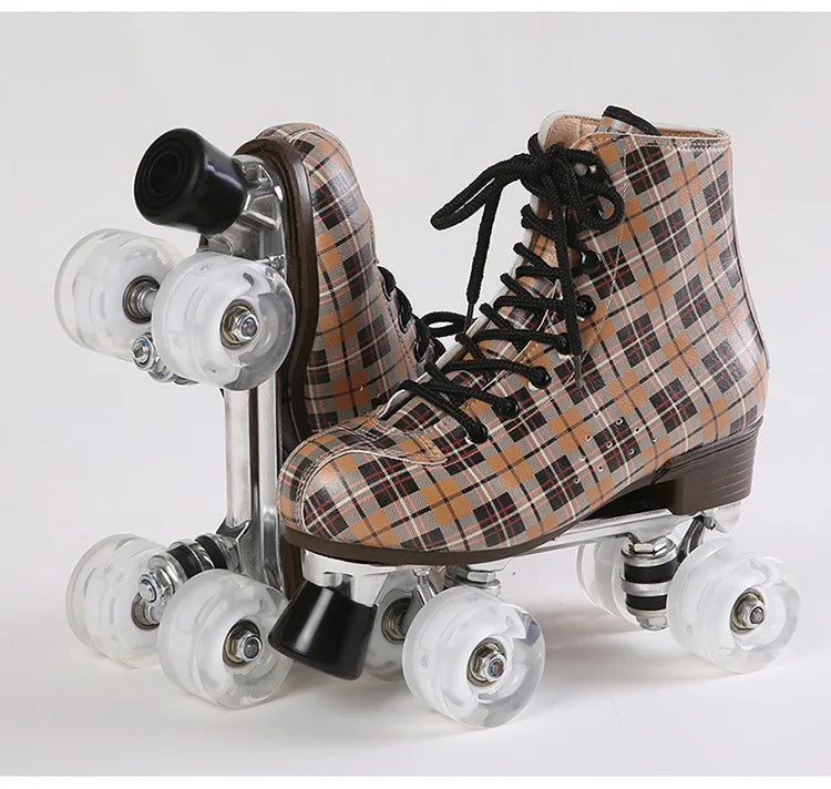 Flannel Pattern Aluminum Alloy Sole Quad Skates