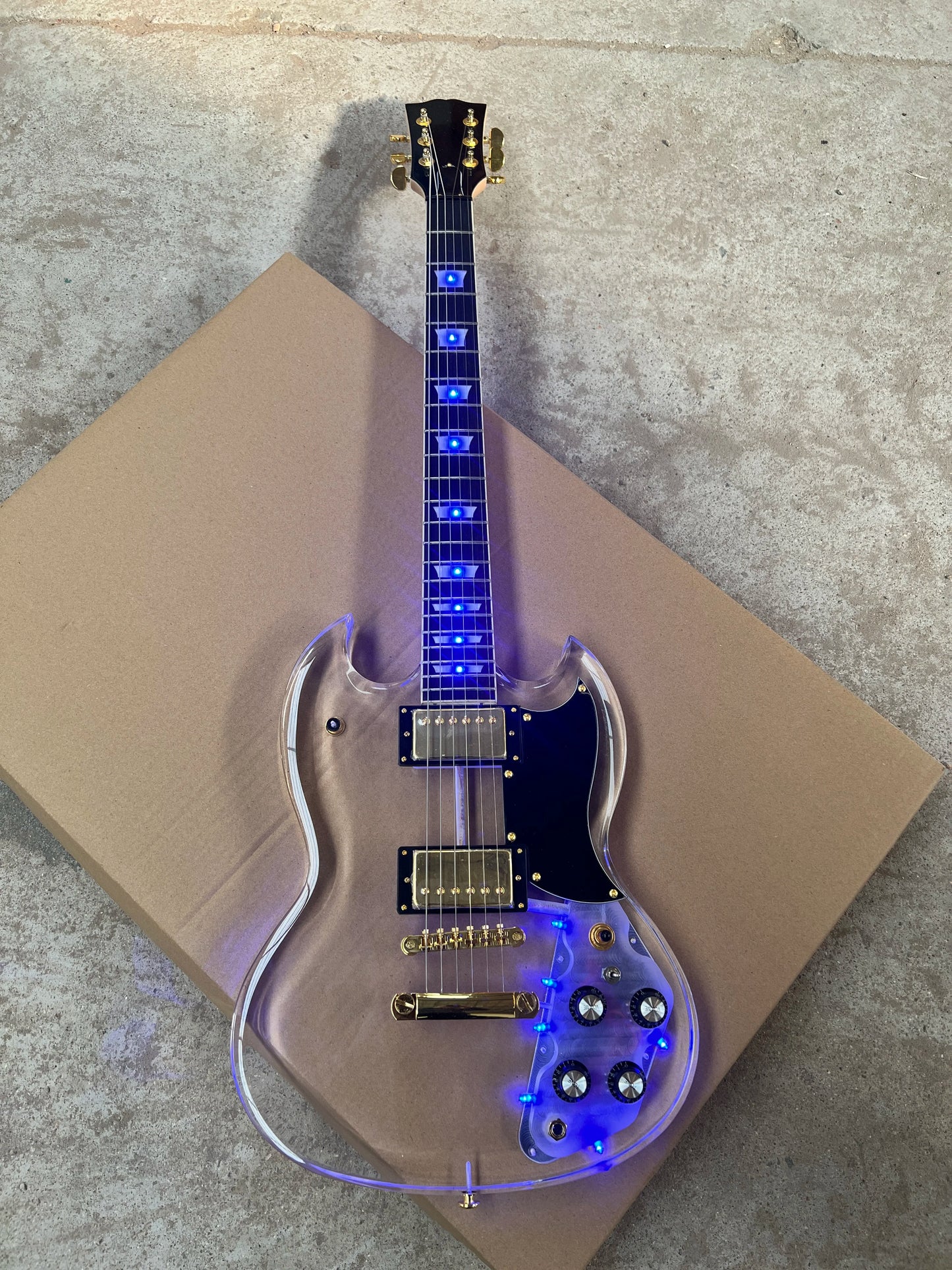 Acrylic Plexiglass Clear 6-string Electric Guitar Blue