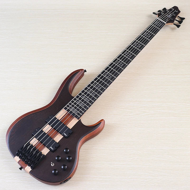 4, 5 or 6 String Active Electric Bass Guitar, Solid Okoume Wood 43 Inch Matte Bass