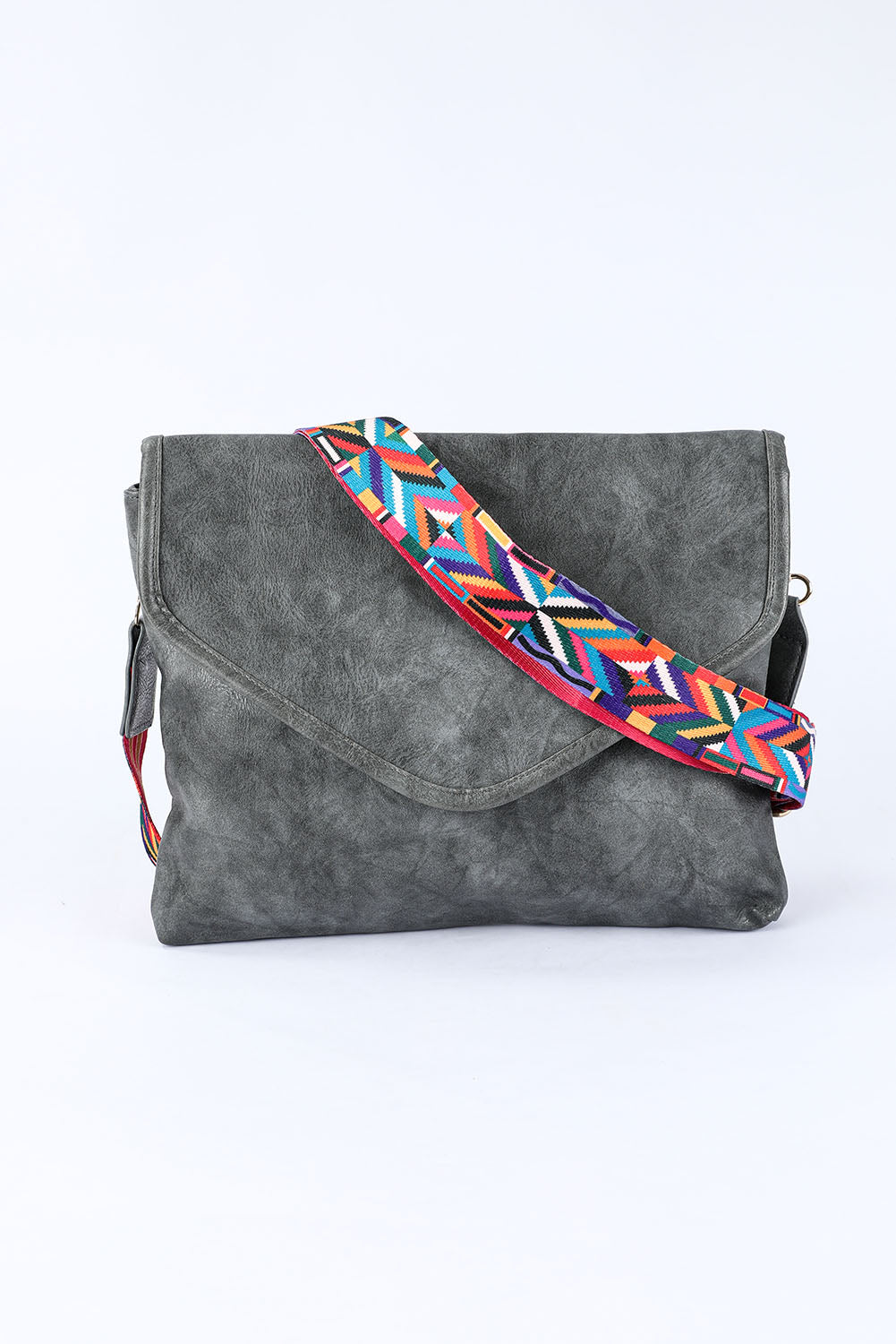 Gray Retro PU Leather Messager Bag
