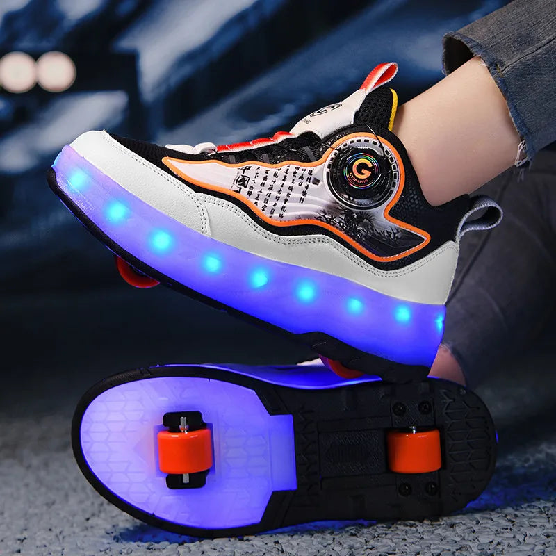 Children's Fashionable Roller Skates Detachable 4-Wheel Dual-Purpose Skate Shoes (Heelys)