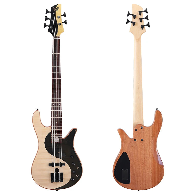 5 string Yin-Yang Electric Fretless Bass Guitar