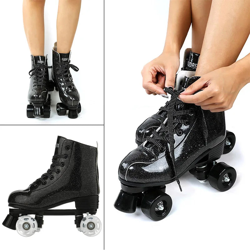 Retro Shiny Dance Quad Roller Skates