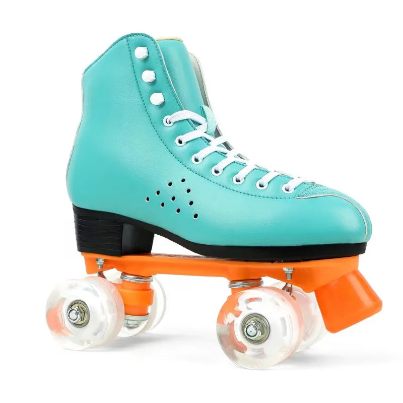 Breathable Microfiber Leather Quad Skaters with LED Wheels