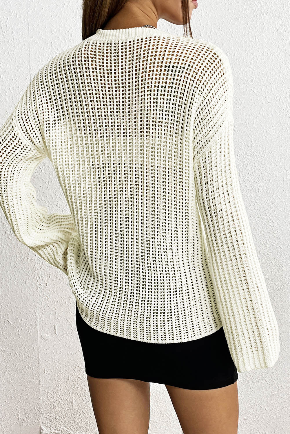Black Star Pattern Lightweight Hollow Knit Sweater