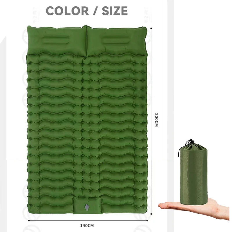 Inflatable Outdoor Mattress with Built-in Pillow Pump 200x140cm