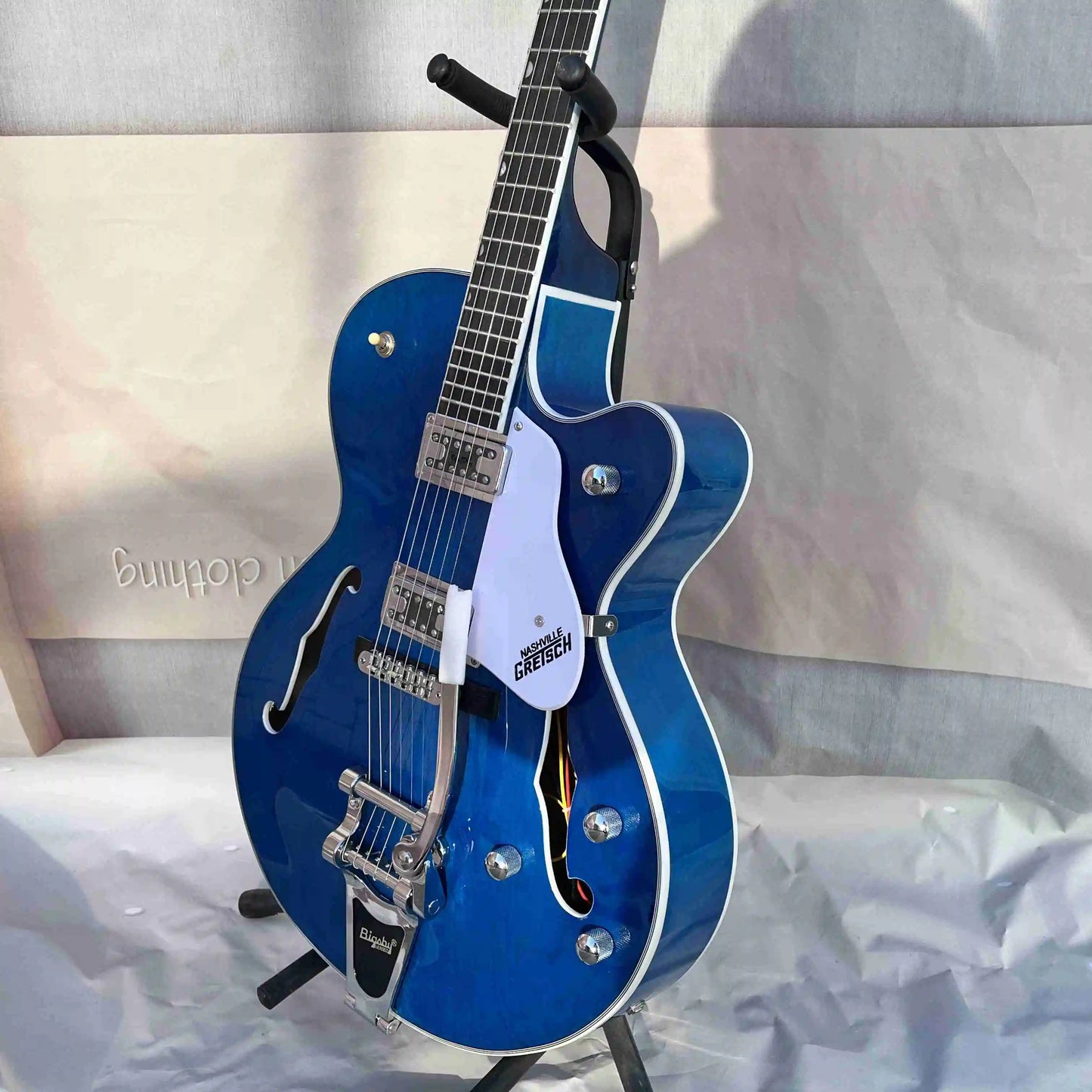 Blue Semi-Hollow 6-String Tremolo, 22 Rosewood frets, Electric JAZZ guitar