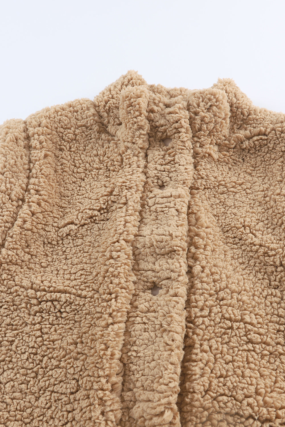 Green Snap Button Collared Stand Neck Sherpa Vest
