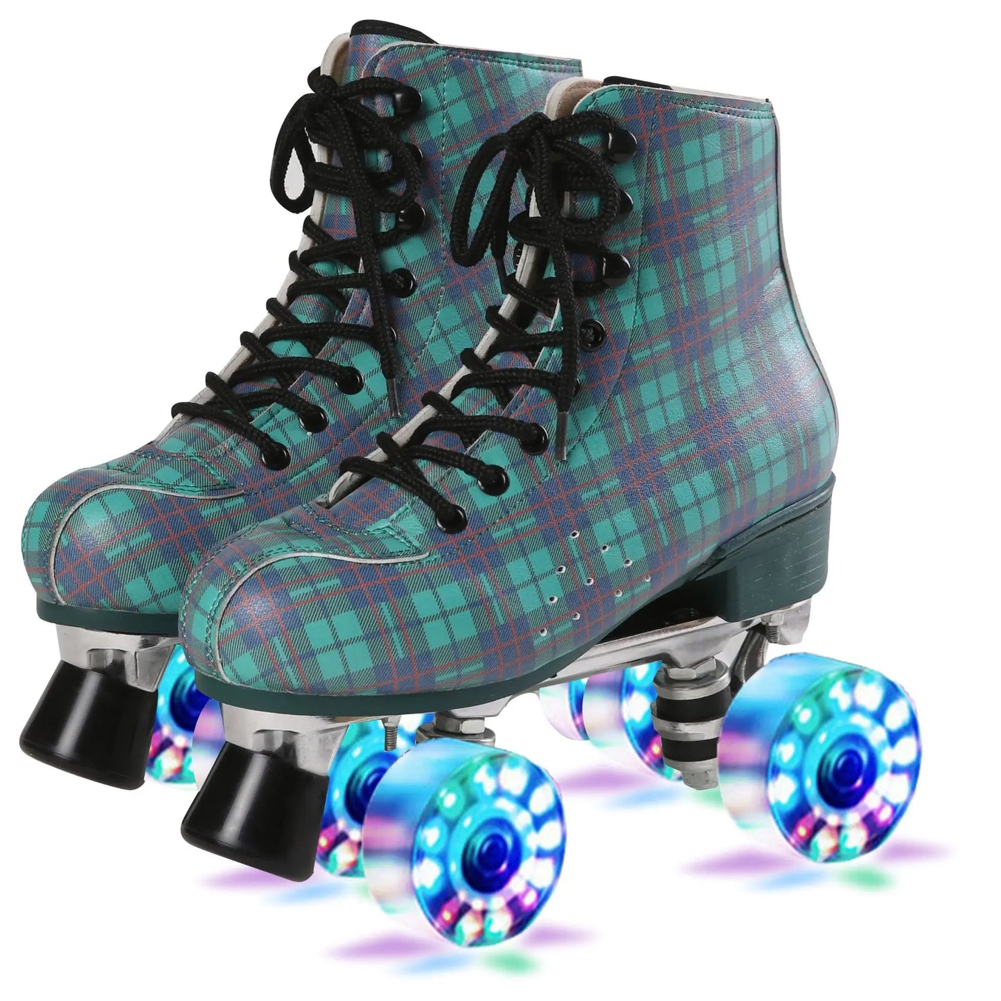 Flannel Pattern Aluminum Alloy Sole Quad Skates