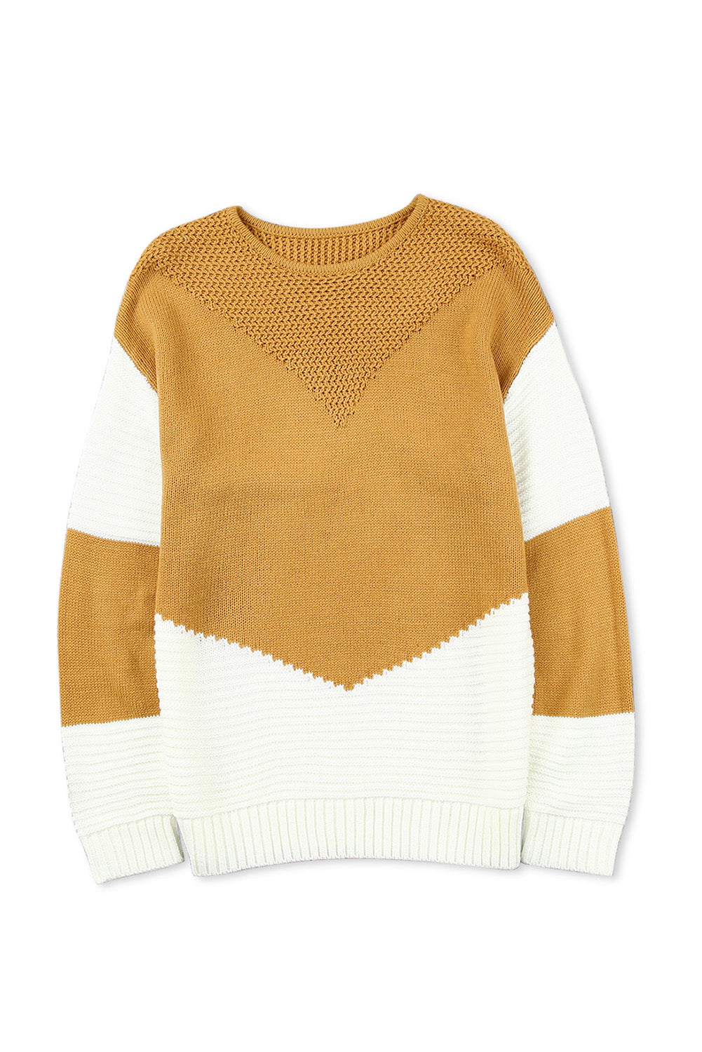 Black & White Colorblock Casual Chevron Pullover Sweater