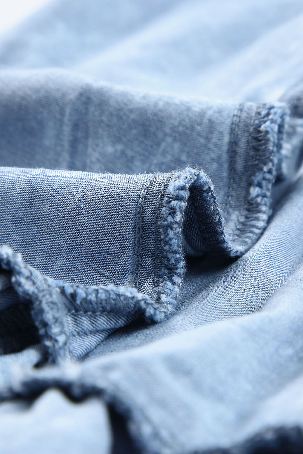 Light Blue Adjustable Straps Casual Tiered Ruffle Denim Dress