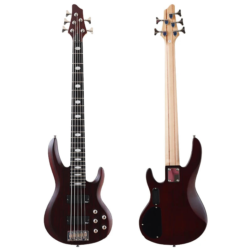 5 Strings Electric Bass Guitar 43inch Zebrawood Top Solid Okoume Wood Body Bass Guitar