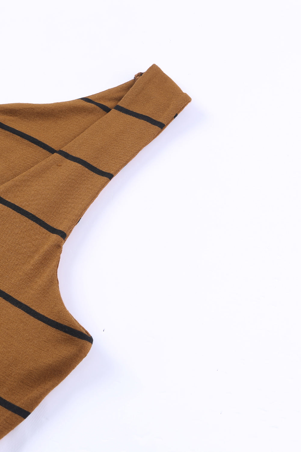 Brown Striped Backless Casual Side Slits Maxi Dress