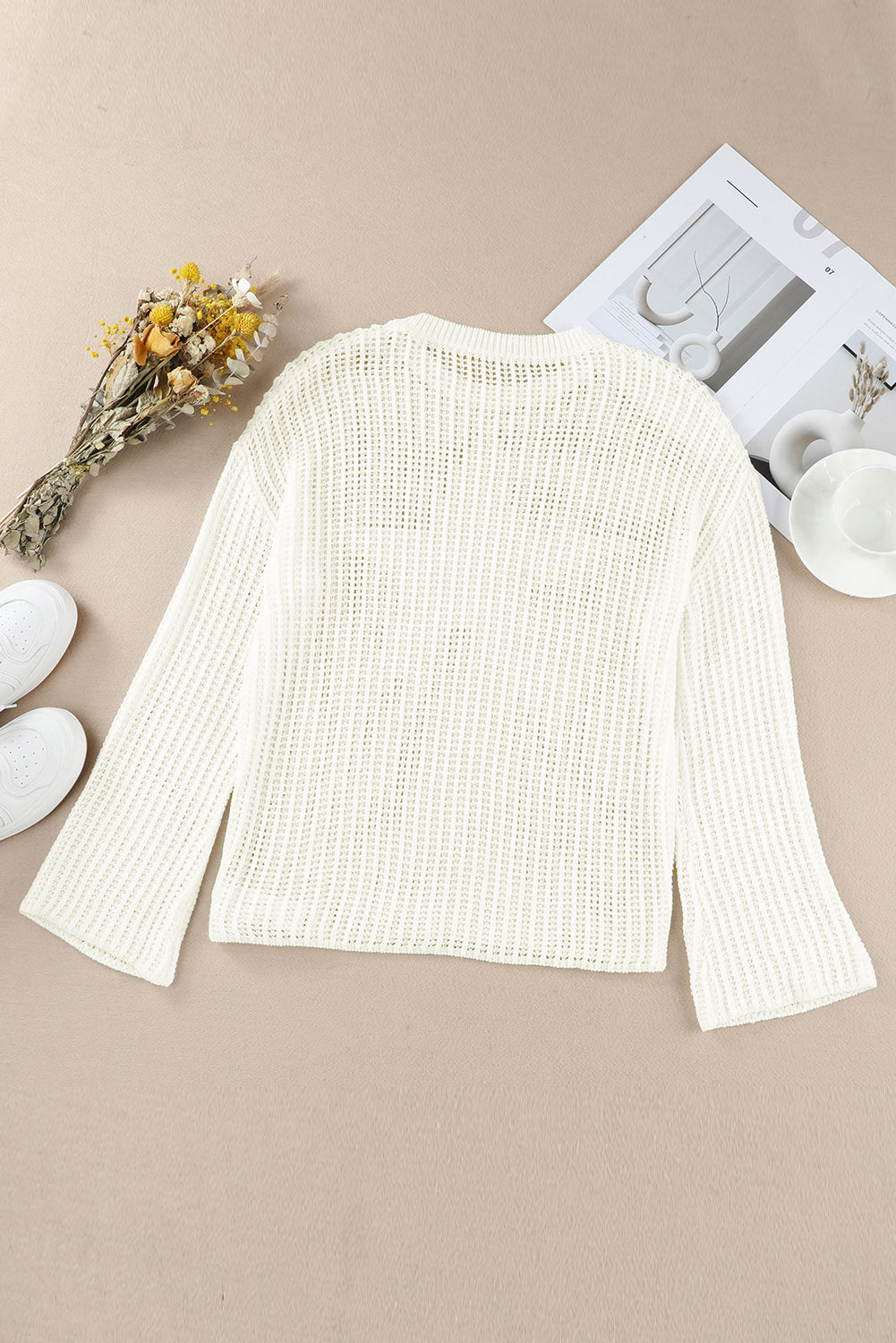 Black Star Pattern Lightweight Hollow Knit Sweater