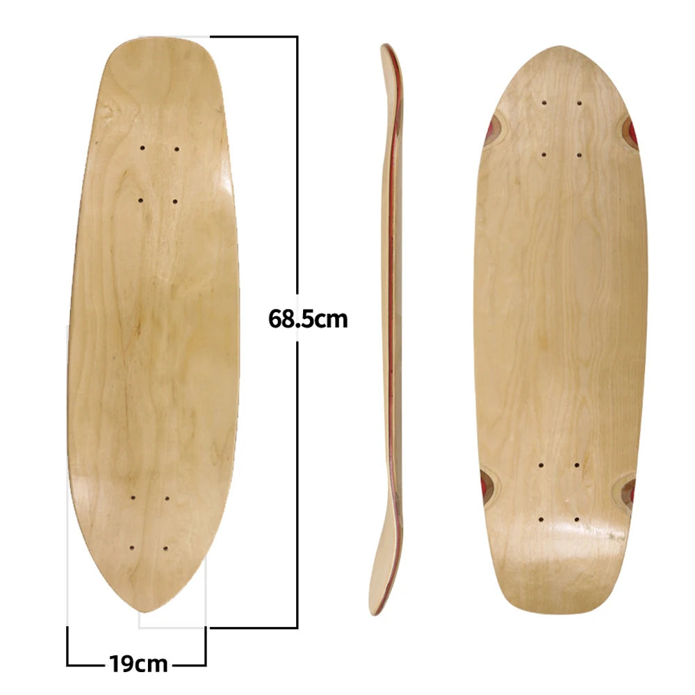 DIY Blank Skateboard Longboard - 28/30/31/33/36" Smooth Maple Deck