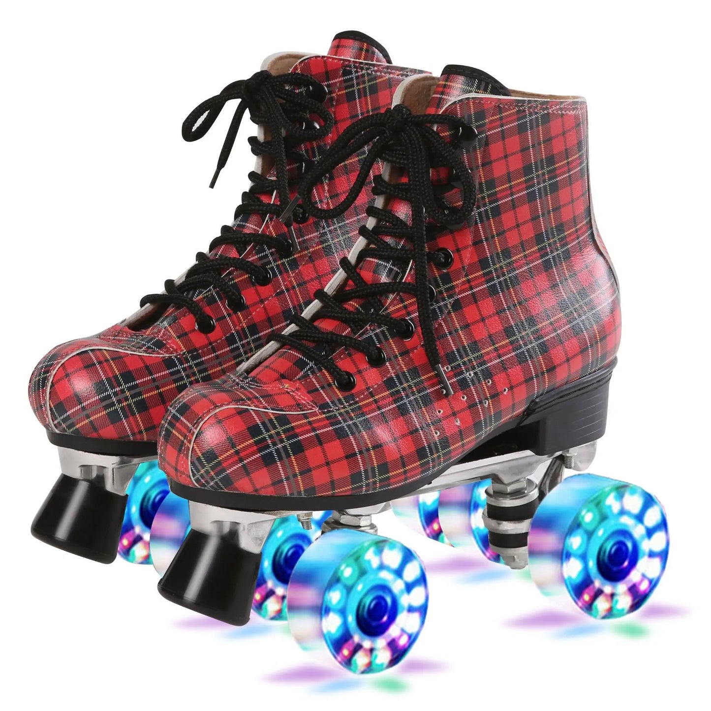 Flannel Pattern Aluminum Alloy Sole Quad Skates