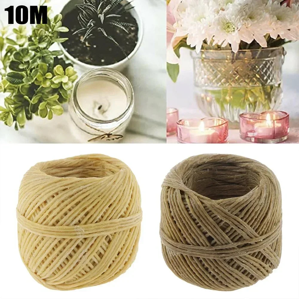 10m Natural Organic Beeswax Coated Hemp Wicks - 1 Roll
