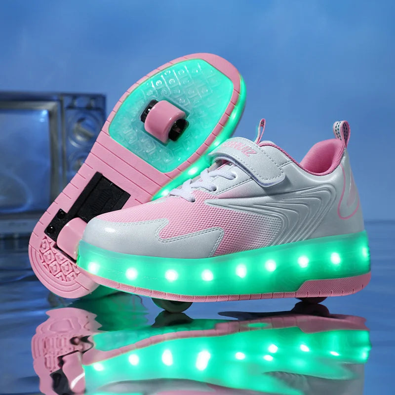 Children's 2 Wheel Led Light Roller Skate Shoes (heelys)