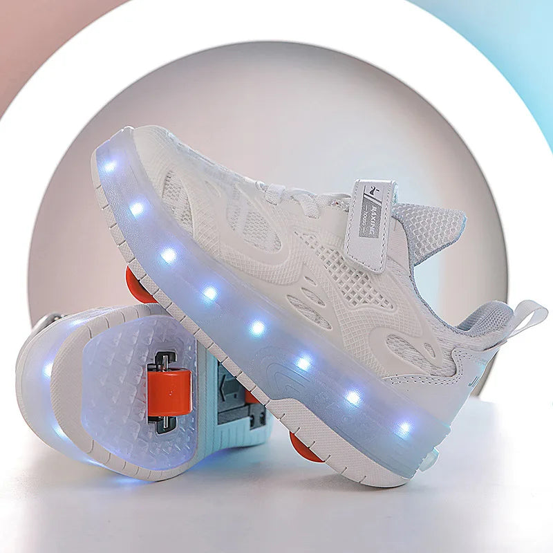 Kids Outdoor Detachable 2 Wheels LED Flashing Skate Shoes (Heelys)
