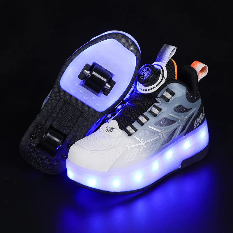 Kids Outdoor Detachable 2 Wheels LED Flashing Skate Shoes (Heelys)