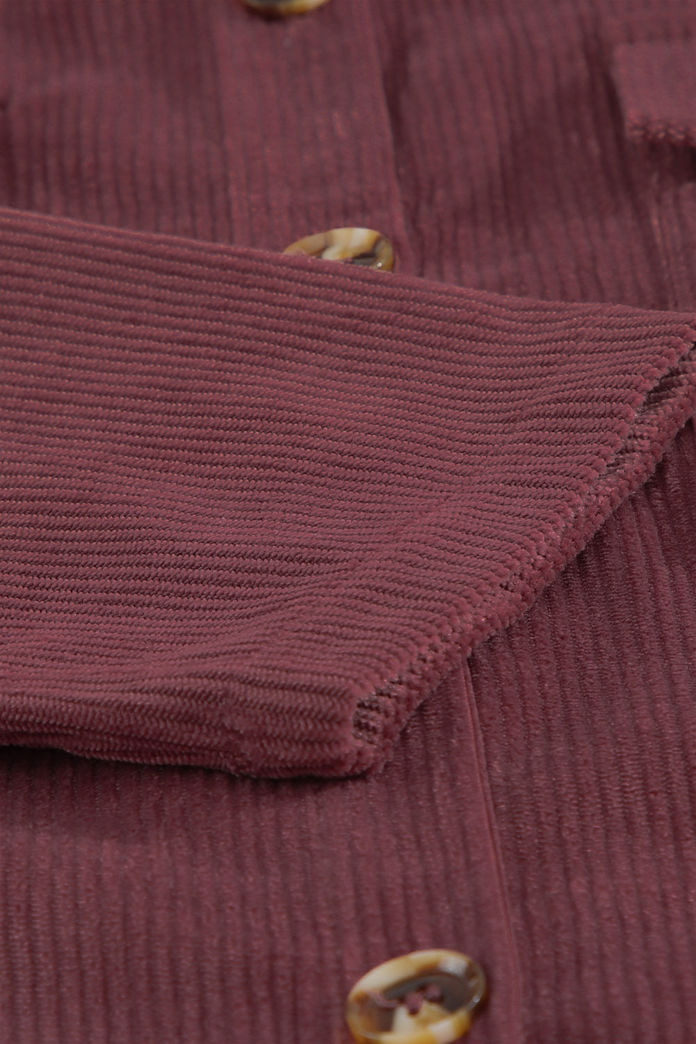 Pocketed Button Ribbed Textured Shacket