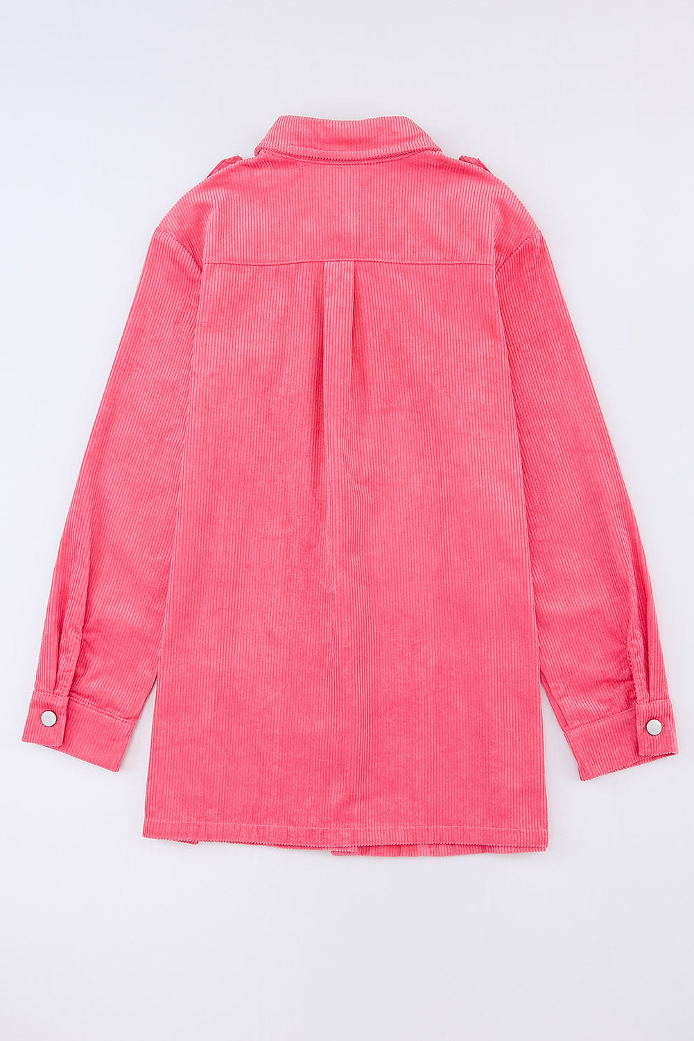 Pink Corduroy Knit Button Flap Pocket Shacket