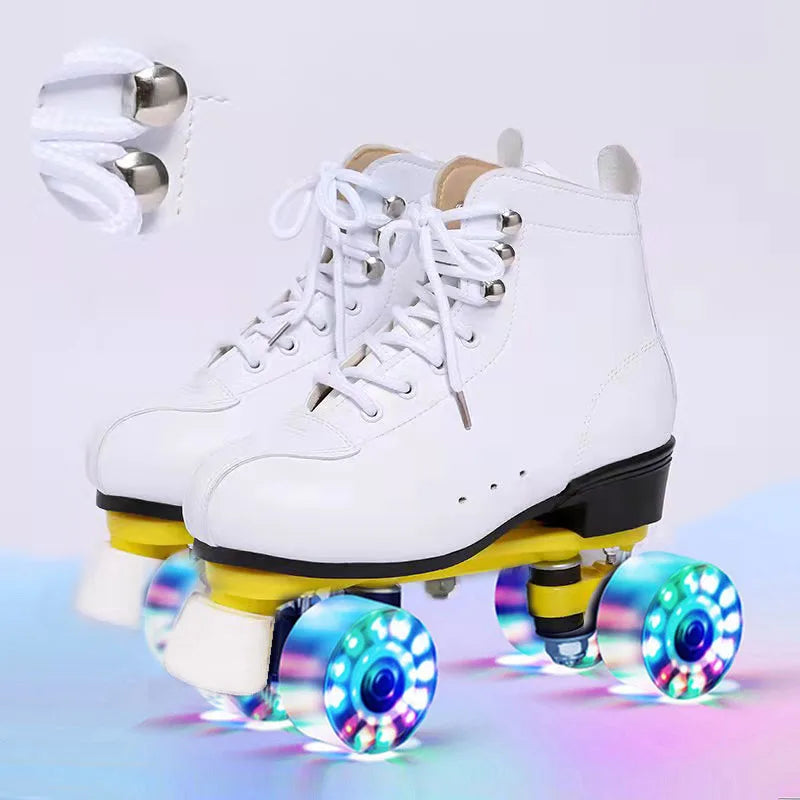 Beginner Quad Skates with Microfiber Leather Shoes