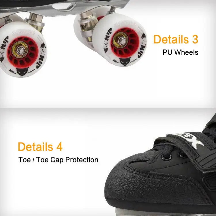 Breathable Mesh Lining Derby Quad Roller Skates