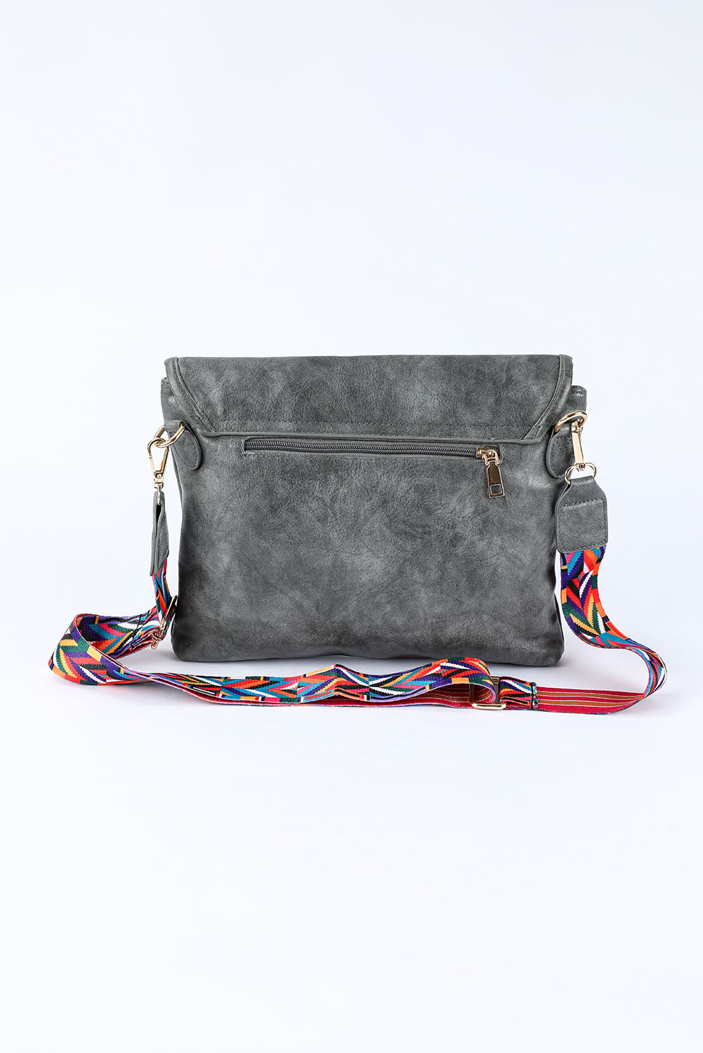 Gray Retro PU Leather Messager Bag