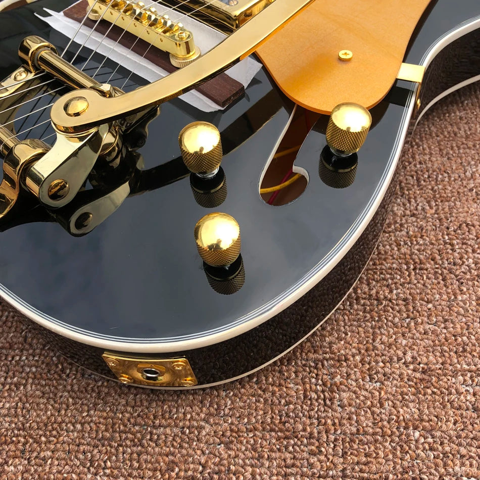 Hollow Body Electric Jazz Guitar with Gold Hardware