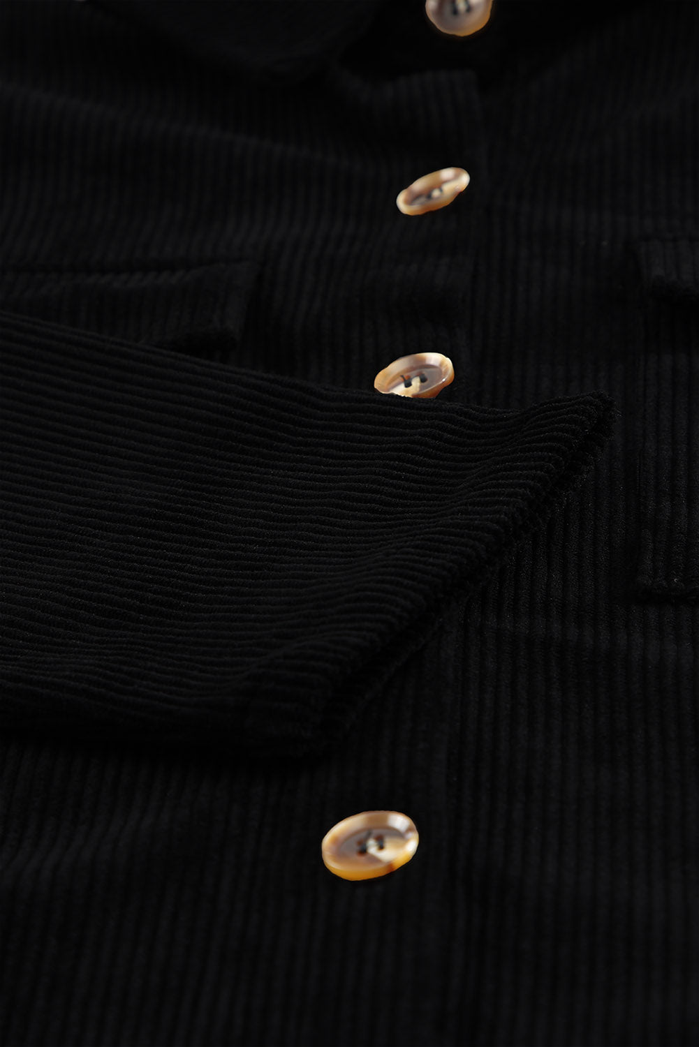 Pocketed Button Ribbed Textured Shacket