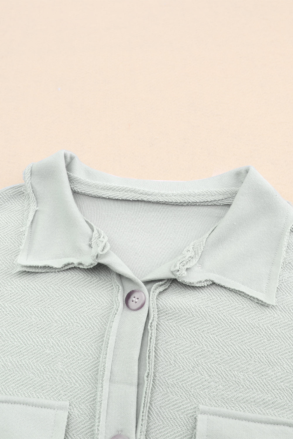 Black Plain Textured Button Up Shirt Shacket with Flap Pockets