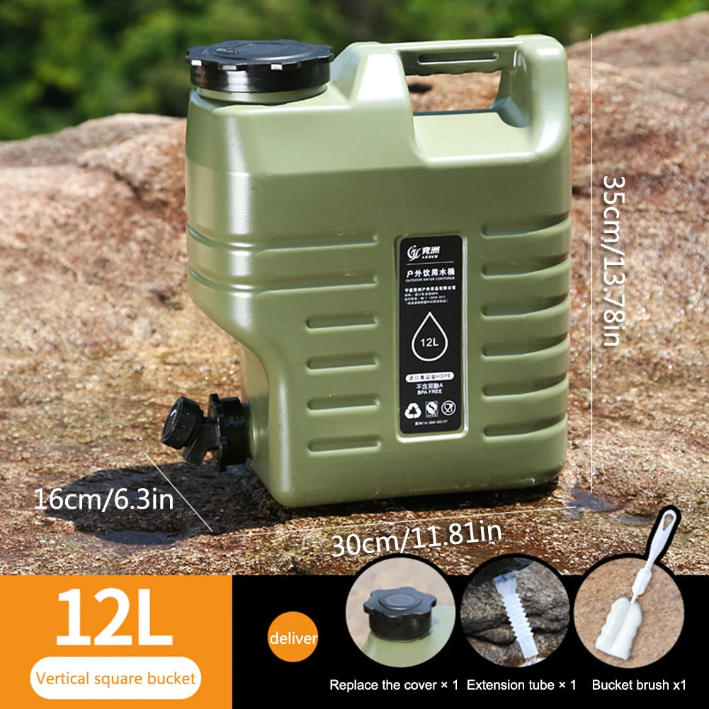 3.2 Gallon/12L Camping Water Container with Spigot BPA Free Car Water Carrier Tank Large Capacity Truly No Leakage Multifunction