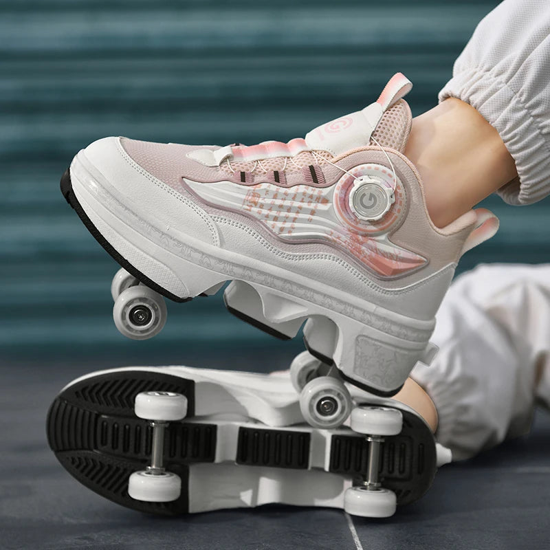 Children's Fashionable Roller Skates Detachable 4-Wheel Dual-Purpose Skate Shoes (Heelys)