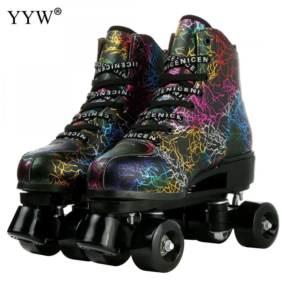 PU Leather Roller Skates, Elegant Red