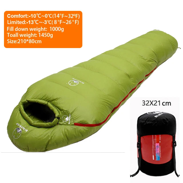 White Goose Down Filled Adult Mummy Style Sleeping Bag Fit for Winter