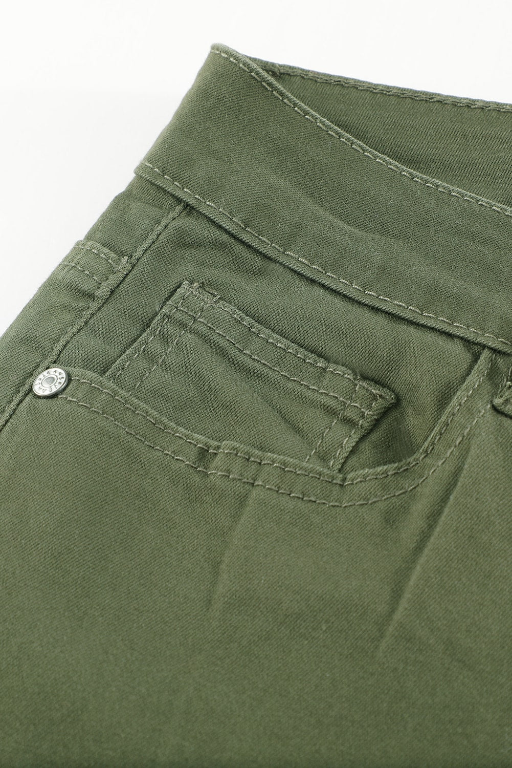 White Plain Buttons Frayed Raw Hem High Waist Denim Jeans