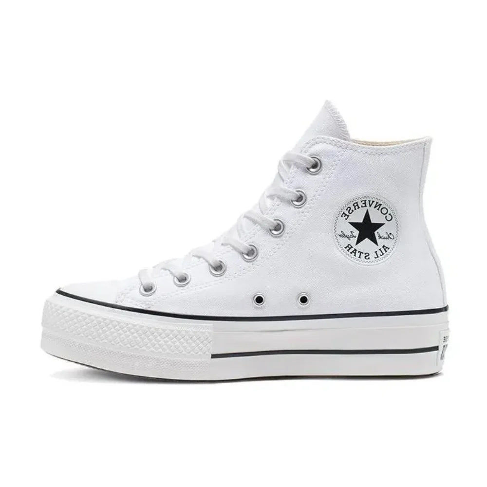 Women's Converse All Star Lift High Top Muffin Bottom Classic Hundred Casual Non-slip High Top Canvas Shoes (Premium White)