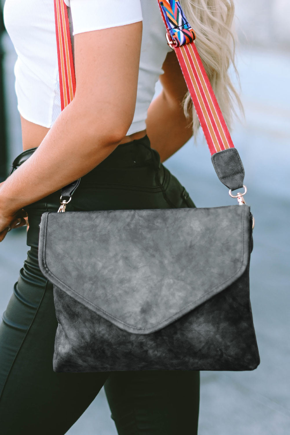 Gray Retro PU Leather Messager Bag