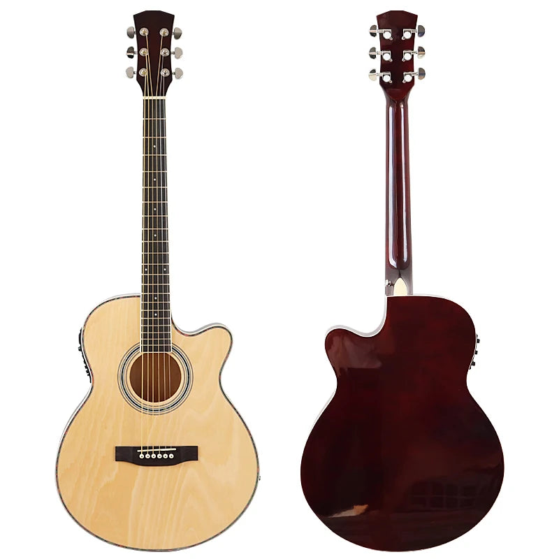 40" Beginner's Thin Body Acoustic Electric Guitar Kit with Accessories - Various Colours