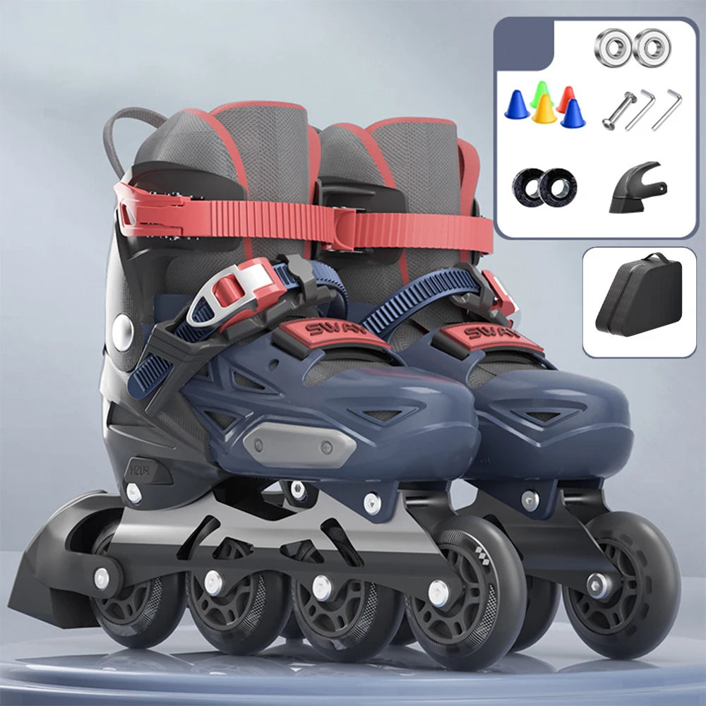 ABEC-7 Kids Inline Roller Skate Shoes Flashing 4 Wheels Skates Boys Girls Beginner Adult Outdoor Skating Sneaker Adjustable Size