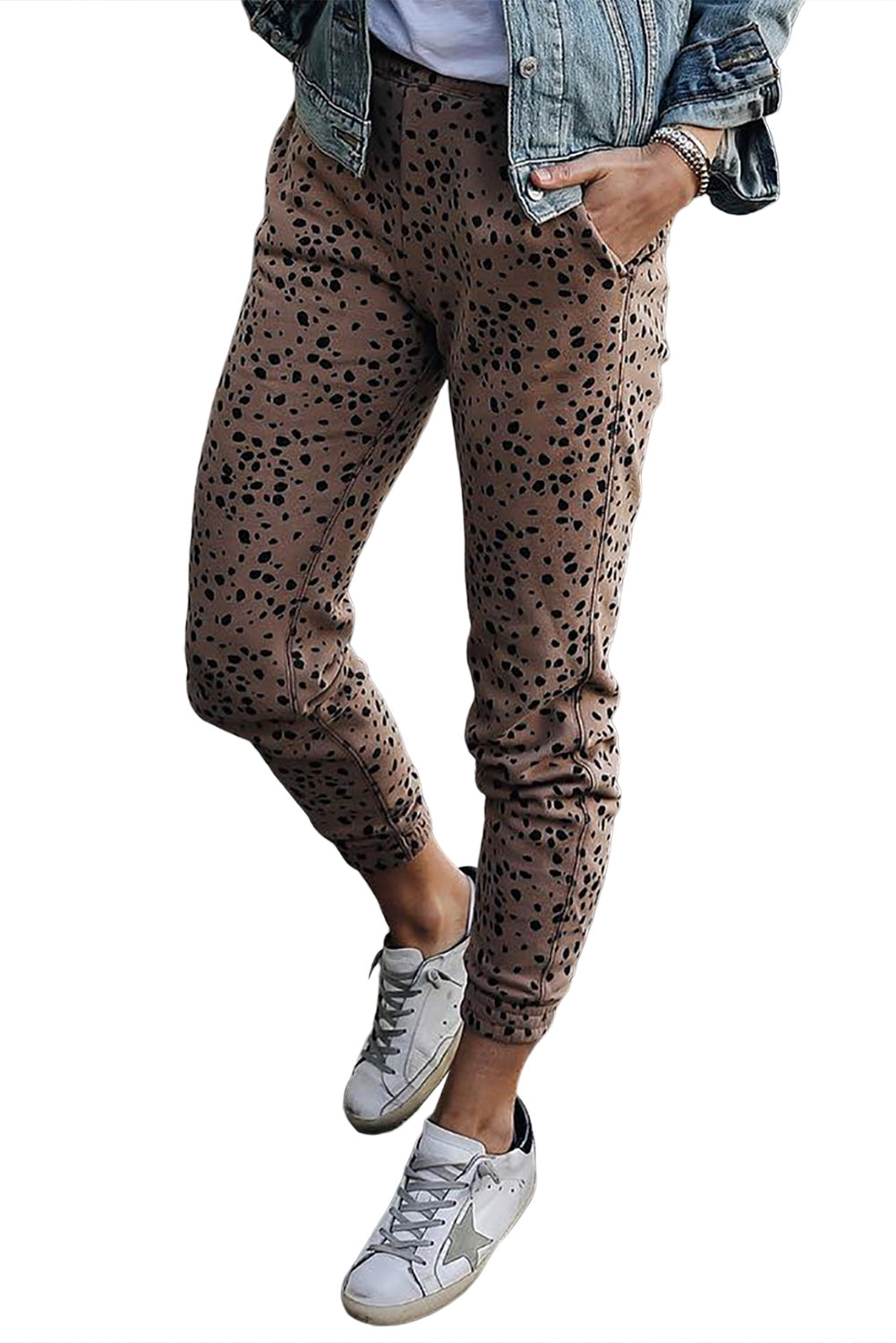 Leopard Spots Pocketed Casual Skinny Pants